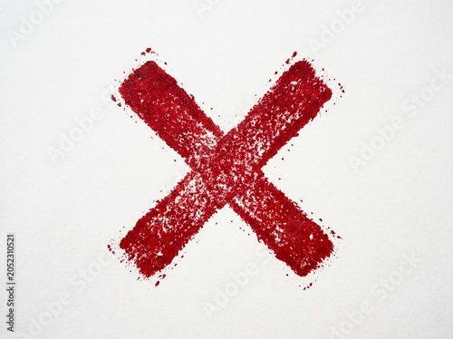 Red cross mark stamp or seal, isolated on white background.