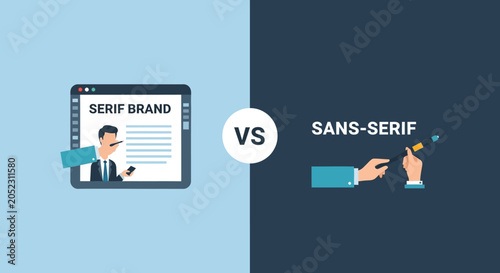 Graphic designer comparing serif and sans-serif font styles for a creative project