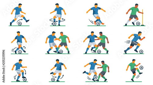 SoccerPlayersIllustrationsVariousDynamicActions.