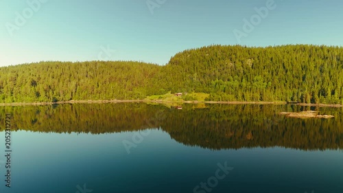 Aerial Drone Footage of Lakeside Houses in Norway