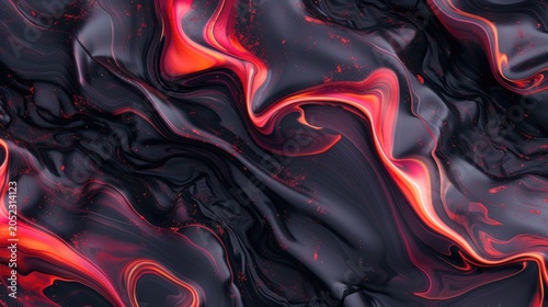 An abstract image featuring swirling red and black liquid creating a dynamic and vibrant visual effect.