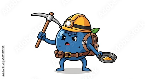 Cartoon worker with hard hat and toolbox.