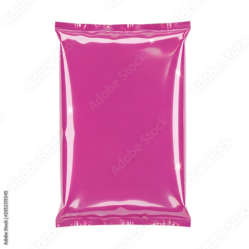 Pink gift bag with purple border and ribbon closure