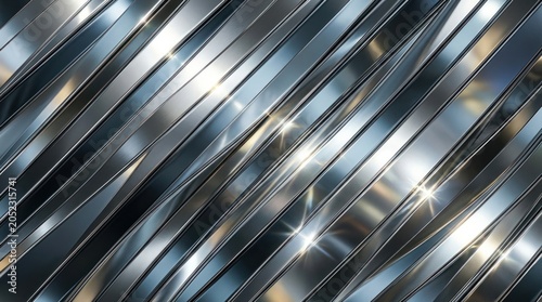 Abstract metallic diagonal stripes background with light reflections glossy finish