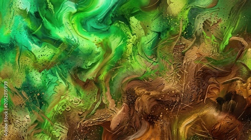 Abstract green brown textured background vibrant digital art organic gradient