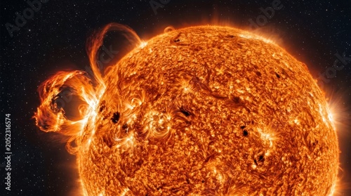 Sun surface with solar flares perfect for scenic backgrounds natural