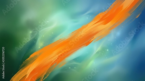 Soft gradient background green and blue with orange stripe abstract