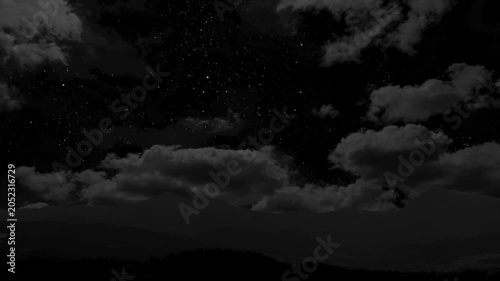 A Night sky panorama with stars and moon
