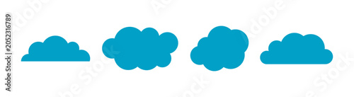 Blue cartoon clouds set isolated on white background vector illustration