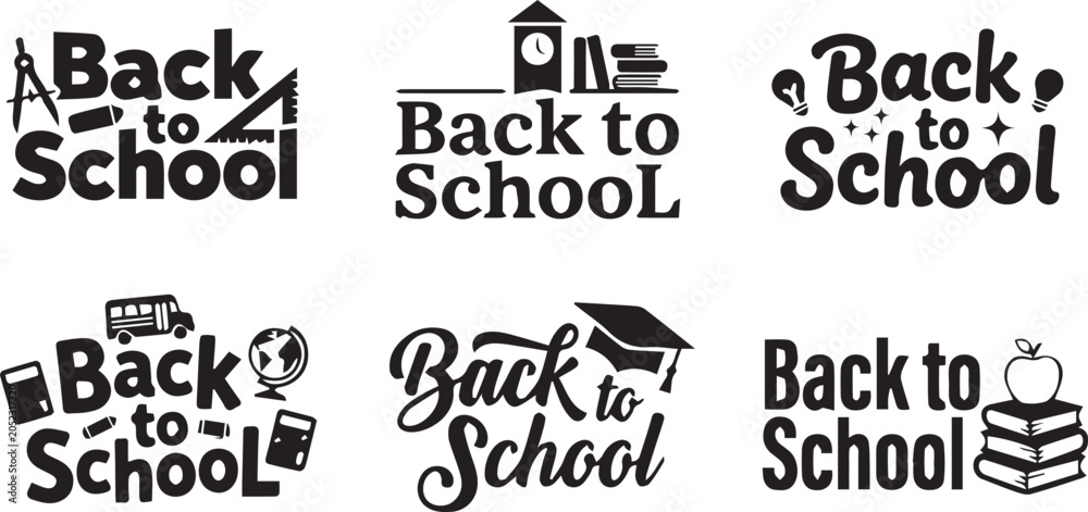 Obraz premium Back to School Education Quotes Vector Typography Set Design