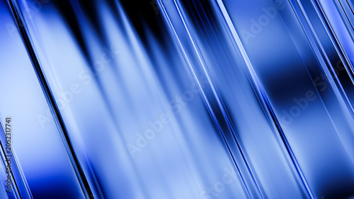 Blue glass streaks forming sleek abstract reflection background.