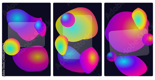 Neon Fluid Liquid Shapes Glass Effect Abstract Poster Template for Creative Website Header Graphic Design