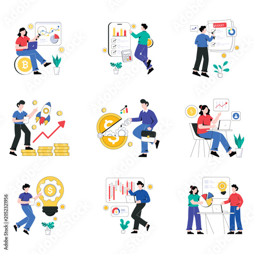 Economy vector illustration set 04