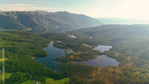 Aerial Landscape of Remote Wilderness in Norway