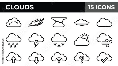 Fotografía Cloud Icons Set: Weather Symbols and Meteorological Icons for Digital Design