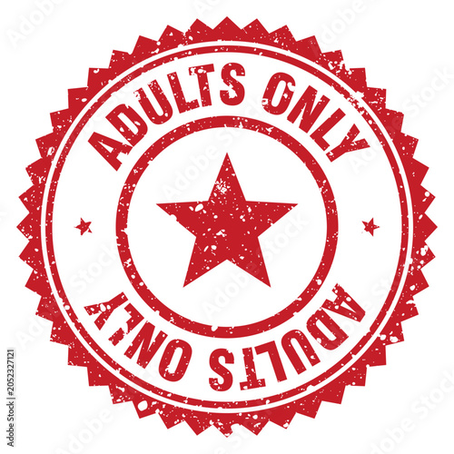 Photos adults only red grunge round stamp. adults only stamp