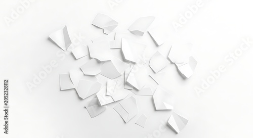 Abstract white background with torn paper pieces