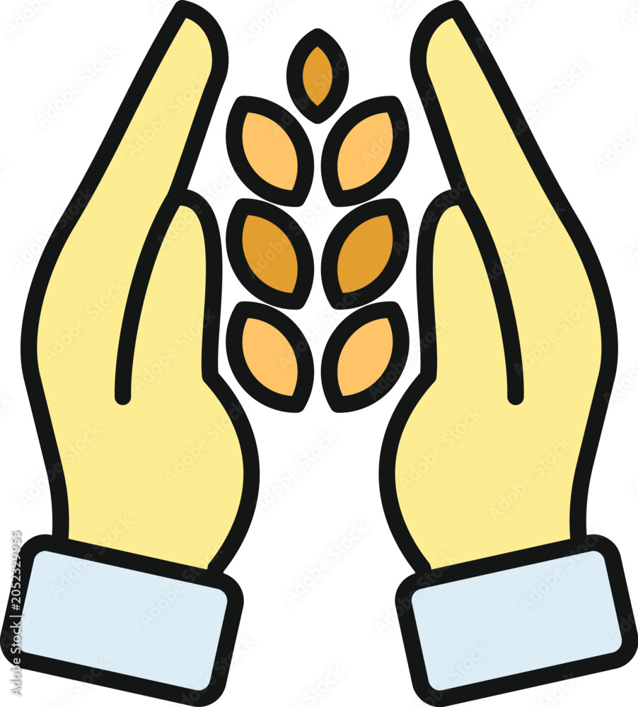 Fototapeta premium Hands cradling a wheat stalk, symbolizing care for grain and sustainable farming