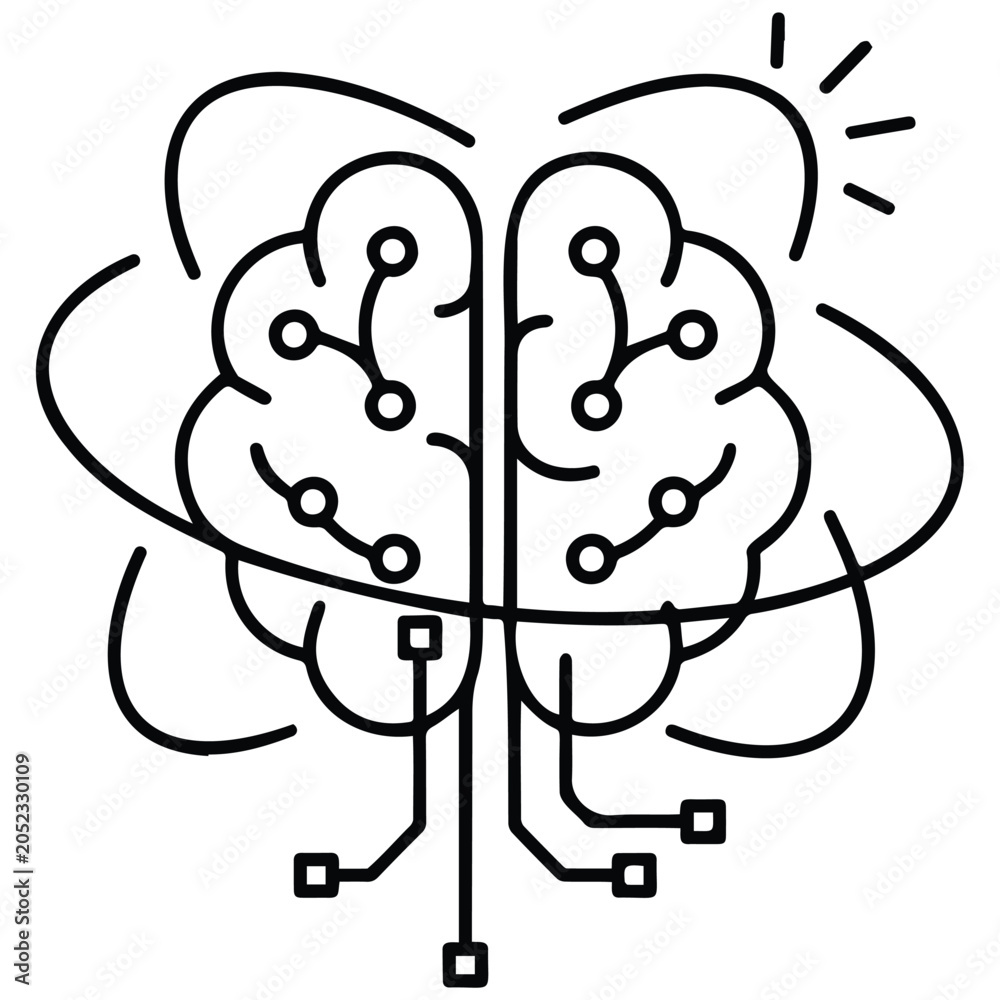 Obraz premium Artificial intelligence brain illustration with technology connections and idea.