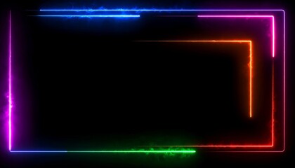 Glowing rectangular frames with vibrant color bursts