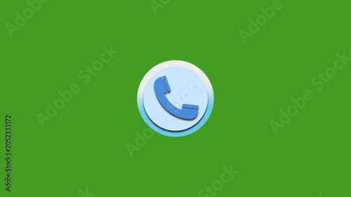 Animated phone call icon on a chromakey background. 4K