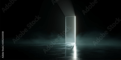 Foto An empty 3d room architecture concept featuring an open door to heaven as a brig