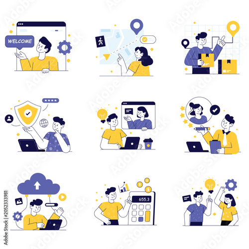 Nallow vector illustration set 09