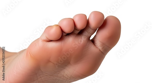 Close up of a human foot with toes curled under