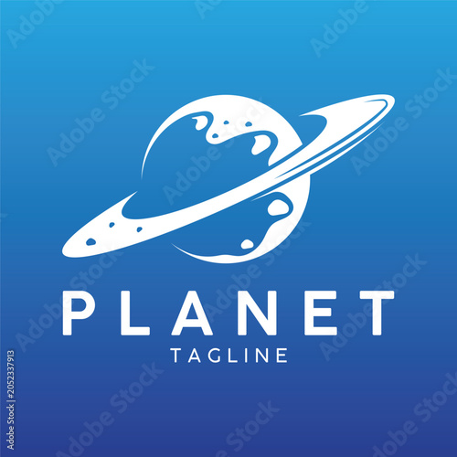 Abstract planet logo vector icon illustration design.
