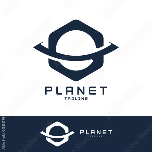 Abstract planet logo vector icon illustration design.