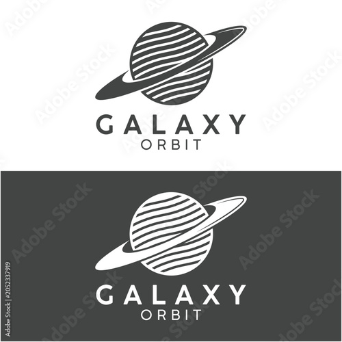 Abstract planet logo vector icon illustration design.