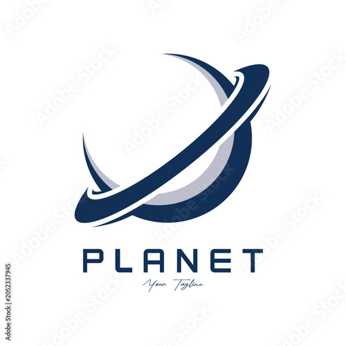 Abstract planet logo vector icon illustration design.