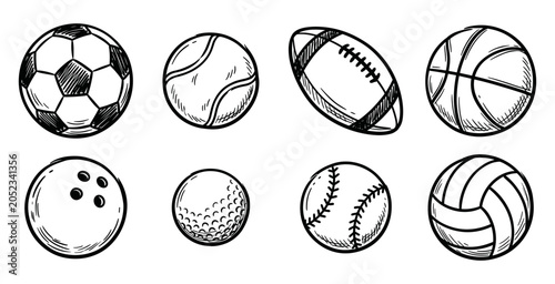 Obraz na płótnie Doodle hand drawn of sports ball