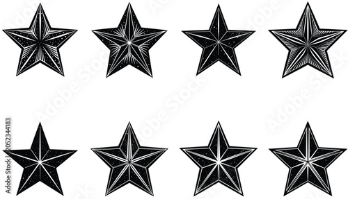 black Ster icon set vector silhouette design