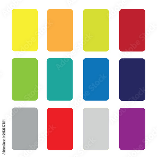 a large set of multi-colored stickers in the shape of rectangles with rounded corners