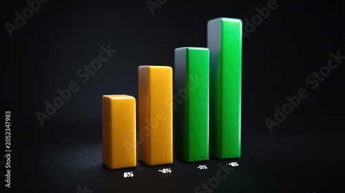 Bar graph business chart financial analysis growth profit percentage colorful 3D bar graph showing business growth and profit