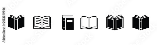Open book icon set for education library or reading literature