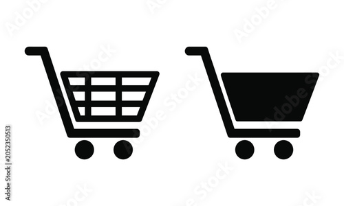 Shopping Cart Icons: A clear and simple graphic illustration featuring two distinct shopping cart icons, representing commerce and retail.