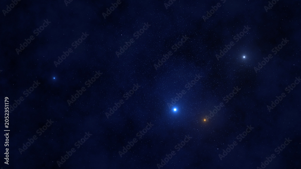 Obraz premium Constellations and Milky Way stars on a dark cosmic background.
