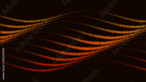 Golden gradient dot waves isolated on black background for modern graphic design layout.