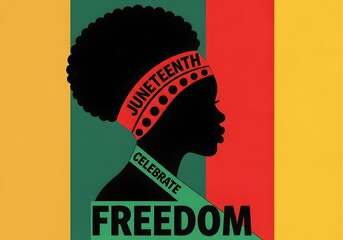 Celebrate Freedom Juneteenth African American Woman Silhouette with Afro Hair