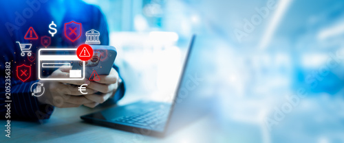 Принти на полотні Online payment fraud detection and cybersecurity threat alert concept