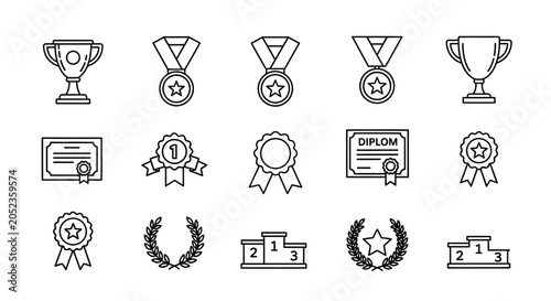 A collection of achievement and award icons.