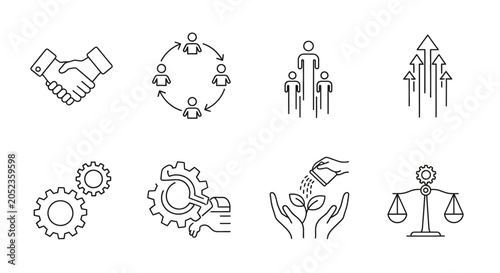 Business partnership and teamwork icons.