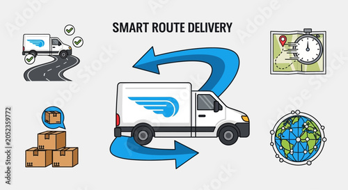 Smart route delivery logistics concept.
