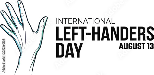 Tableau sur toile International Left-Handers Day Celebration with Blue Hand Illustration