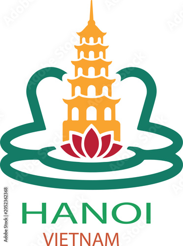 hanoi vietnam logo icon vector white background