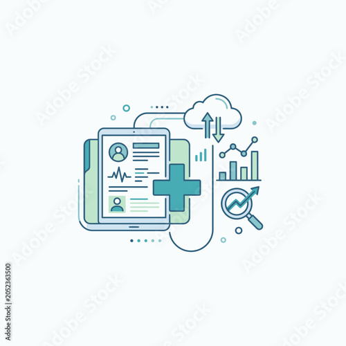 Digital Health Records Data Analytics Icon