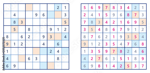 Sudoku puzzle grids with even and odd number patterns  