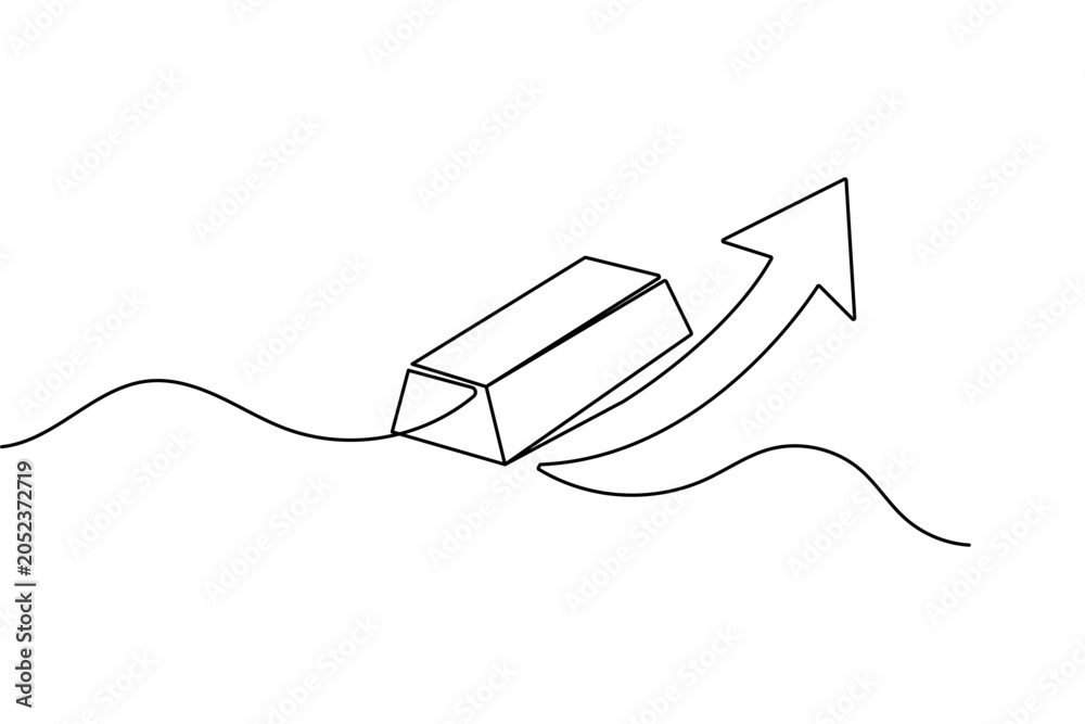 Obraz premium Gold bar continuous one line drawing minimalist outline vector illustration